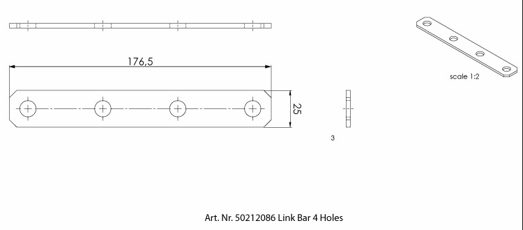 WP-MDC Link Bar 4 Holes (50.5 mm pitch)