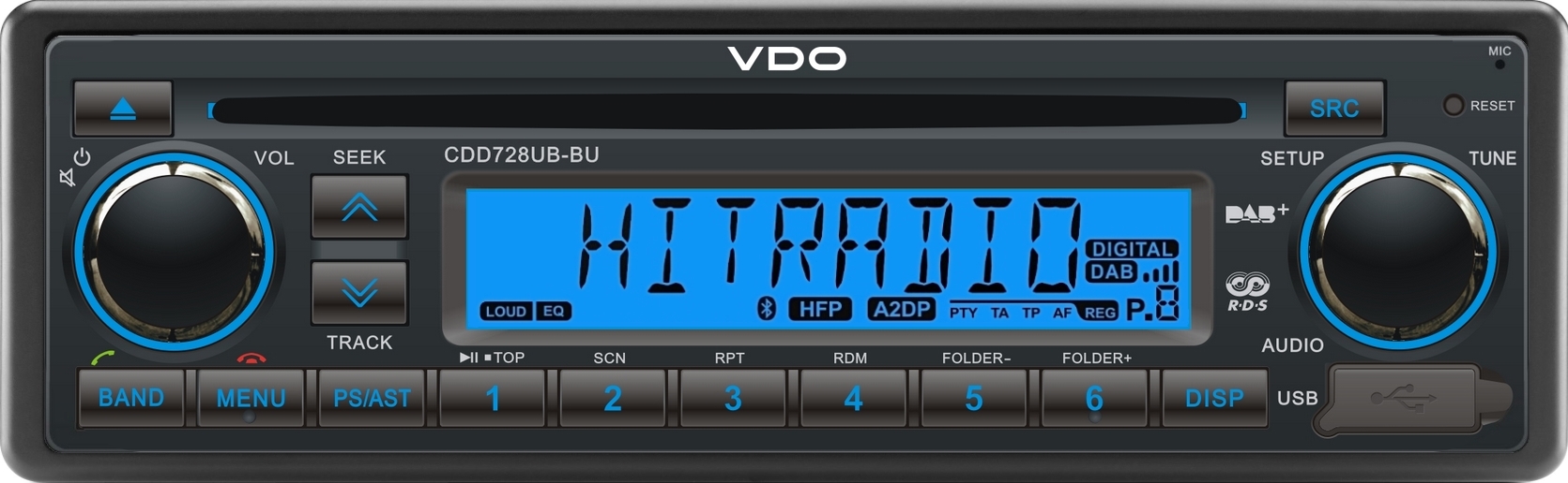 Radio-CD-USB-BT-DAB VDO 24V sininen
