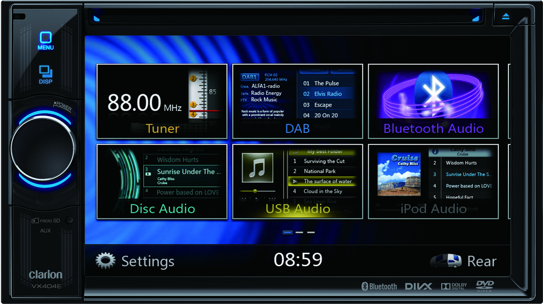 Multimediasoitin VX404E 2DIN 6,2  radio/dvd/bt